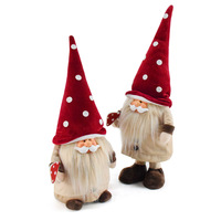 Kinqee Nouveauté Cadeau de Noël, Ornements de Noël sans visage en forme de champignon, Nain à tête rouge Rudolph, Rembourrés en coton PP, Polyester pour filles