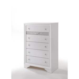 Commode moderne DB Naima finition blanche au design chinois en fer et bois MDF pour le rangement de la chambre ou du salon - Product Image 1