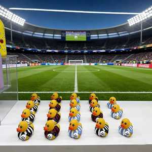 Eco-Friendly Plastic Football-Shaped Duck <b>Bath</b> for Children's Squeaky Toy Car Decoration Sports-Themed Gift - Product Image 2