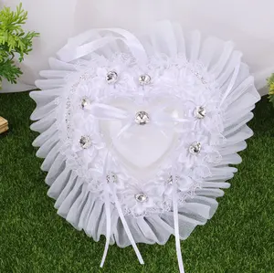 Wedding supplies manufacturer groom bride ring holder white lace ring box