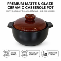 Casserole en céramique noire mate avec couvercle, pot peu profond en grès, résistant au four, poignées intégrées, ustensiles de cuisine en gros