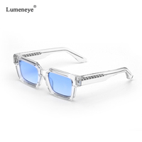 2025 Vintage noir concepteur lunettes de soleil femmes rétro Transparent luxe carré rectangulaire bleu lentilles hommes UV400 haute qualité