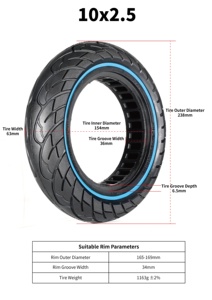 Nedong 10x2.5 Scooter pneu en nid d'abeille pneus solides pièces de rechange pour Scooter électrique pour Ninebot Max G30 G30P <span class=keywords><strong>G30E</strong></span> - Product Image 6