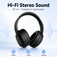 Casque sans fil Bluetooth 5.4 personnalisé avec logo, pliable, avec batterie 30H, son Hi-Fi, léger pour les voyages/le bureau