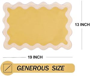 Napperons de <span class=keywords><strong>table</strong></span> pour la maison en <span class=keywords><strong>lin</strong></span> de coton fin brodé à la main, ensemble de 4 tapis tissés jaunes lavables résistants à la chaleur de 13x19 pouces - Product Image 5