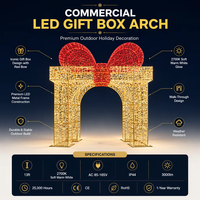 Arche lumineuse géante commerciale LED en forme de boîte cadeau de Noël, motif décoratif pour événements extérieurs et éclairage de place publique