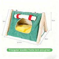 Klassisches Niedliches Warmes Holz-Dreieck Winter-Haustier-Zelt mit Abnehmbarem Waschbarem Kristallfleece für Vögel & Kleintiere