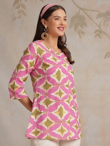 Top de cuello redondo estampado geométrico para mujer - Product Image 4