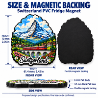 Aimant de réfrigérateur Matterhorn Suisse en PVC souple, aimant en caoutchouc personnalisé, aimant de réfrigérateur avec l'image des Alpes, souvenir cadeau