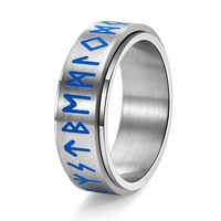 Bague rotative en acier inoxydable pour homme, thème runes vikings nordiques, importée de l'étranger, avec fonction veilleuse pour soulager le stress