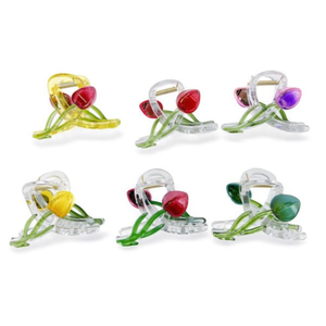 Fermagli per capelli a forma di tulipano da 8 cm, in plastica colorata, per donne e ragazze, per uso quotidiano alla moda. - Product Image 2