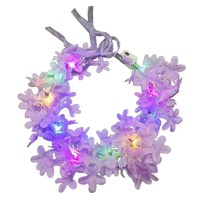 Couronne de fleurs LED DAMAI en PVC vert, motif feuille, avec piles AA, idéale pour fêtes et mariages en intérieur, pour adultes – Nouveauté très prisée