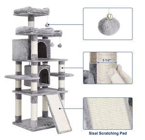 Großer Plüsch-Kratzbaum mit mehreren Ebenen, Katzenhöhle, Hängematte und Sisal-Kratzstämmen für drinnen - Product Image 2