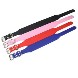 Collare per cani largo collare per cani grande in pelle microfibra nera regolabile all'ingrosso - Product Image 6