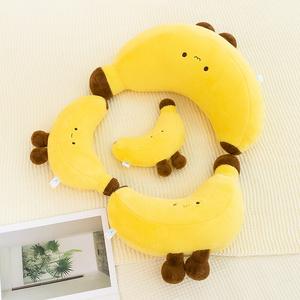 Coussin en peluche souple en forme de banane, adorable poupée fruitée avec caractéristiques faciales mignonnes et jambes courtes, décoration d'intérieur, anti-stress, Saint-Valentin, lavable - Product Image 3