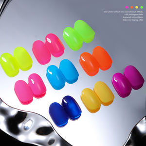 ZRKGEL, recién llegado, colección de esmalte de Gel de neón de 9 colores, logotipo privado, diseño francés semipermanente, <span class=keywords><strong>uñas</strong></span> de Gel fluorescente Original - Product Image 1