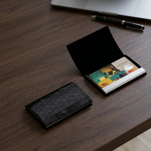 Minimalist PU Leather <b>Card</b> Holder 4 Inch Crocodile Pattern Business <b>Card</b> <b>Wallet</b> No Closure - Product Image 3