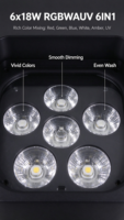 Perlengkapan Penerangan Panggung LED Uplight WIFI Wireless DMX Bertenaga Baterai untuk Dekorasi Pesta 6*18W RGBWAUV DJ Pernikahan