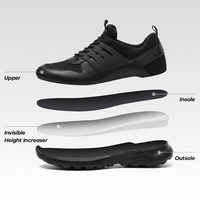 Vente en gros usine Baskets pour hommes tendance, rehaussantes de 7 cm, en cuir de vachette, décontractées à lacets, style running