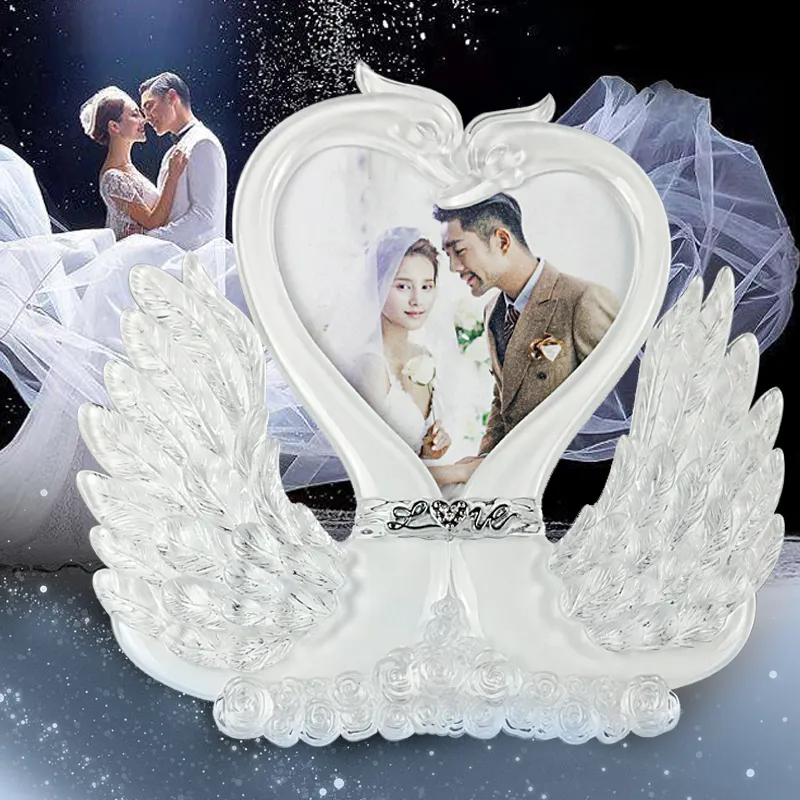 Wholesale swan lovers heart shape couples room decoration love crystal picture wedding photo frame accessories