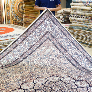 Tappeto da 9x12 piedi antico tappeto da preghiera turco portatile da viaggio orientale in seta Kashmir con la preghiera - Product Image 4