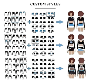 Uniformes de Porristas al por Mayor, Trajes de Entrenamiento Cómodos de Spandex <span class=keywords><strong>para</strong></span> Niñas, Colores Personalizados <span class=keywords><strong>para</strong></span> <span class=keywords><strong>Fiestas</strong></span> Escolares - Product Image 5