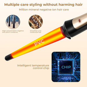 Rizador cónico de cerámica de 3/4 pulgadas, rizador de pelo eléctrico portátil de calentamiento rápido con pantalla LED de temperatura - Product Image 3