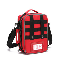 Trousse de premiers secours d'urgence premium avec bandoulière, équipement de camping automobile, compartiments étiquetés, kit de survie pour les essentiels domestiques