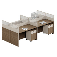 Nouveau bureau de travail moderne pour deux personnes 2026, en bois massif, avec panneaux de séparation écologiques et classeur mobile certifié E0
