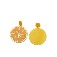 Nieuwe stijl grote oranje citroen knoopsluitingen modieus dagelijks zomerse stijl fruit-geïnspireerd acryl doorschijnend dames