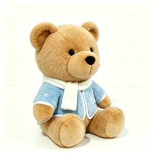 Oso de peluche personalizado en tonos neutros, lindo oso de peluche, oso de peluche con diseño de copo de nieve, oso de peluche en azul pastel. - Product Image 1