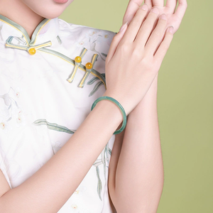 Pulsera de jadeíta natural auténtica de grado A, color azul agua, con diseño de tiras de bambú, de valor ascendente, pulsera de jade de grado hielo para mujer - Product Image 4