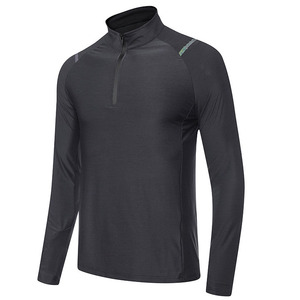 T-shirt de course à manches longues à séchage rapide avec demi-fermeture éclair réfléchissante pour hommes et femmes avec trou pour le pouce maillot <span class=keywords><strong>d</strong></span>'entraînement Gym Running Wear - Product Image 5