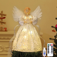 Neues Design 12 Zoll Lewondr Weihnachtsbaumspitze Engel USB-Betrieben Weihnachtsdekoration für Baum Tischplatte Zuhause