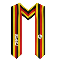 Vente flash : Écharpe de remise de diplôme en polyester écologique, design personnalisé du drapeau d'Ouganda, décoration de célébration de remise de diplôme, châle promotionnel