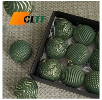 Boules de Noël de 8 cm, décorations suspendues pour arbre de Noël, boules de Noël de luxe vertes et blanches
