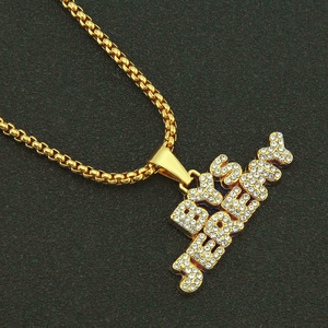 Collier polyvalent personnalisé avec strass et lettres anglaises, pendentif en lettres assemblées, bijoux - Product Image 3