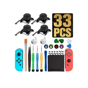 Honcam Joystick Replacement 33 PCS Repair Kit 4 Pack Analog Sticks Left Right Thumb Sticks for Nintendo Switch Joy Con