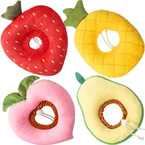 4 Pieces Recovery Fruit Shaped Collar Cute Cat Neck Cone Anti Bite Lick Dog Collar for Kitten