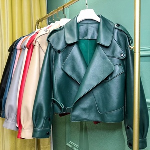 Nouvelle arrivée, veste bomber en cuir véritable pour femmes, tendance motard - Product Image 3