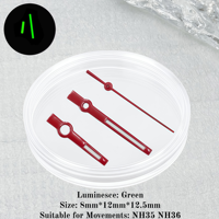 Aiguilles de montre Or, Noir, Rouge 8mm 12mm 12.5mm, Pointeurs Lumineux Bleus/Verts pour Style DateJust, Mouvements NH35/NH70/NH36/4R/7S