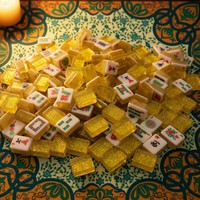 Set Mahjong Akrilik & Kristal Berkualitas Tinggi, Dapat Disesuaikan, Set Mahjong Amerika Portabel, Set Ubin Poker & Hiburan untuk Pesta