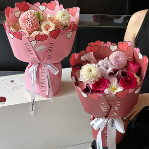Patrón de corazón Día de San Valentín Ramo floral Papel de regalo Amor Corazón Rosa Ramo Embalaje Papel Kraft Flor inglesa - Product Image 2