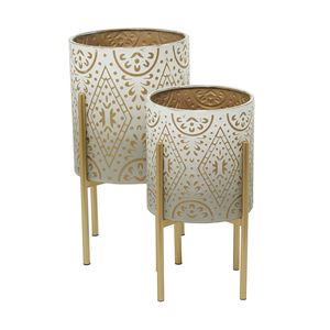 Pot de fleurs en métal pour plantes décoratives d'intérieur et d'extérieur, balcon, jardin et décoration contemporaine de la maison - Product Image 1