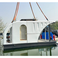 Maison flottante de luxe, bateau ponton, maison capsule spatiale pour usage scolaire et hospitalier, écologique, installation et démontage rapides