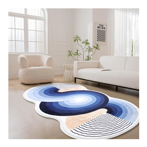 <span class=keywords><strong>Tappeto</strong></span> a Righe Stampato in 3D, <span class=keywords><strong>Tappeto</strong></span> Semicircolare da Comodino con Design del Logo - Product Image 1