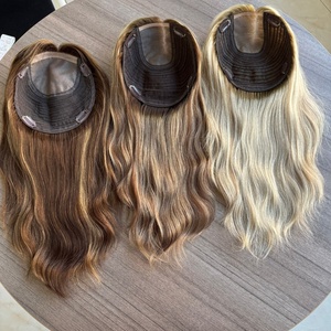Toupee de Cabello Humano Europeo Virgen con Color Balayage de Calidad Profesional, Venta al por Mayor de Fábrica, Topper de Cabello con Malla Mono para Mayor Volumen - Product Image 5