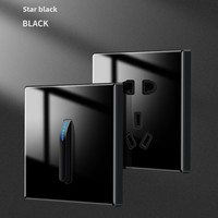 Autobloquant transfrontalier pour interrupteur moderne intelligent Panneau de boutons à clé noire Lumière LED Dissimulée Maison Hôtel Maison Prise Trempé