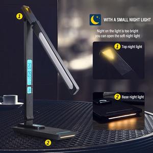 Lámpara LED de escritorio para lectura, 10W, carga inalámbrica para teléfono móvil con pantalla, reloj, fecha, despertador, regulable, protección ocular, oficina, estudio - Product Image 4