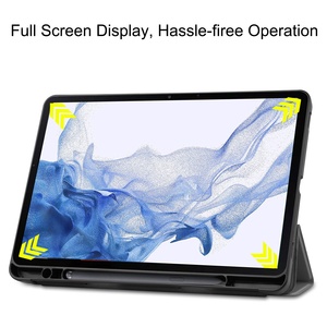 Housse de protection fine en cuir PU à trois volets pour tablette <span class=keywords><strong>Samsung</strong></span> <span class=keywords><strong>Galaxy</strong></span> <span class=keywords><strong>Tab</strong></span> S8 11 pouces avec emplacement pour stylet pour une visualisation portable - Product Image 3